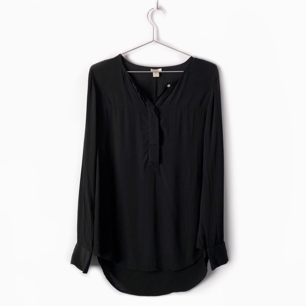 j. crew covered button crepe henley popover tunic